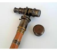 Bastone da passeggio in legno canna nautico antico cannocchiale in ottone...