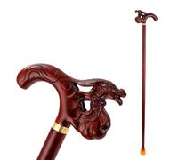 Bastone da passeggio in legno con manico a forma di drago e fenice, impugnatura ergonomica sul palmo rimovibile, elegante design retrò