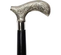 Bastone da passeggio in legno con manico in argento in stile in ottone