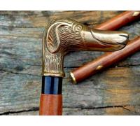 Bastone da passeggio in legno con manico in ottone per cani di design stile...