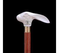 Bastone da passeggio in legno con manico testa di coniglio vittoriano vintage...