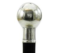 Bastone da passeggio in legno e peltro impugnatura sfera liscia Made in Italy