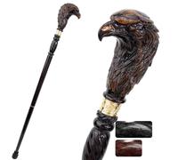 Bastone da Passeggio in Legno Eagle, Intagliato a Mano per Uomo e Donna | 36,81 pollici, 400 libbre, smontabile e facile da riporre, suola in gomma antiscivolo, ergonomico, Cospaly