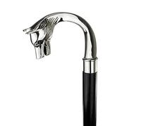 Bastone da passeggio in legno in ottone con manico nero e manico argentato, ideale per Halloween, donne, uomini e anziani, canna da dracula antica