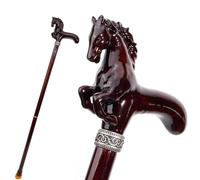 Bastone da Passeggio in Legno Intagliato a Mano Con Testa di Cavallo, 37,8 Pollici 2 Pezzi Manico Ergonomico Pieghevole Punta in Gomma