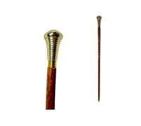 Bastone da passeggio in legno intagliato a spirale con manico in ottone, canna da passeggio da uomo, elegante, fatto a mano, legno unico, pieghevole in 3 parti, ideale come regalo di Natale (canna da