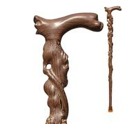 Bastone da passeggio in legno massiccio, resistente, per uomini e donne, realizzato a mano, ergonomico, in legno massello, con design rustico in legno, per papà, forte supporto fino a 200 kg (canna
