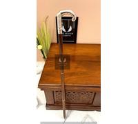 Bastone da passeggio in legno nero manico testa Eva Adam finitura argento...