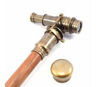 Bastone da passeggio in legno stile vintage con telescopio in ottone...