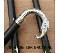 Bastone da passeggio in legno stile vintage manico testa di elefante in...