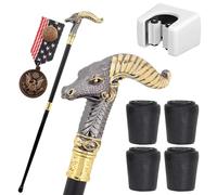 Bastone da Passeggio in Stile Britannico con Drago e Corno Lungo (Nero e Oro) - Bastone Artigianale in Lega di Alluminio con Impugnatura Decorativa Staccabile in Ottone(Bronze)