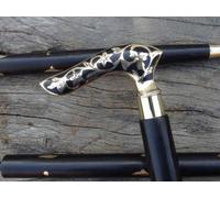 Bastone da passeggio in stile vintage in ottone anticato con manico vittoriano