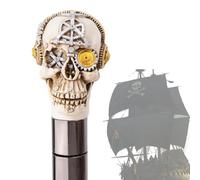 Bastone da Passeggio Musicista Pirata in Lega di Alluminio per Uomini e Donne, Bastone Metallico Gotico Decorativo ed Ornato con Manico Ergonomico per Anziani