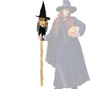 Bastone da passeggio per strega di Halloween, bacchetta da mago con luce LED staccabile con sensore di urto, effetto sonoro strega malvagia attivato automaticamente, per dolcetto o scherzetto di