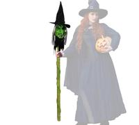 Bastone da passeggio per strega di Halloween, bacchetta da mago con luce LED staccabile con sensore di urto, effetto sonoro strega malvagia attivato automaticamente, per dolcetto o scherzetto di