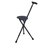 Bastone da passeggio pieghevole con luce e seduta, altezza regolabile per anziani, sedia con stampella in lega con pietra per terapia magnetica, resistente bastone da passeggio con sedile pieghevole