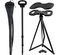 Bastone da passeggio pieghevole con sedile, leggero bastone di supporto in alluminio 2 in 1, sgabello portatile per anziani con capacità di 150 kg, include borsa per il trasporto per un facile