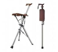 Bastone da passeggio pieghevole con sedile, sedia portatile con bastone da passeggio in lega di alluminio, sgabello treppiede leggero con funzione di sblocco automatico, sedia pieghevole antiscivolo (
