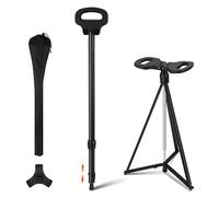 Bastone da passeggio pieghevole con sedile, supporto per la mobilità regolabile per adulti e anziani, leggero e portatile, 2 in 1, bastone e sgabello