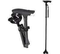 Bastone da passeggio pieghevole con stampella, antiscivolo, per uso medico, per anziani, leggero, multifunzionale, regolabile, in lega di alluminio, con luce a LED