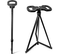 Bastone da passeggio pieghevole portatile e sedile, altezza regolabile, sgabello leggero con treppiede, manico ergonomico per anziani ed escursionisti, base antiscivolo su tutti i terreni