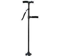 Bastone da passeggio pieghevole regolabile in altezza a LED con due manici per uomini e donne, con base girevole e stampelle