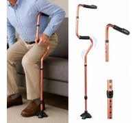 Bastone da passeggio Quad per uomo e donna, regolabile in altezza, con doppia impugnatura ergonomica e base in alluminio a quattro punte, pieghevole, leggero, portata fino a 100 kg, aiuto per la