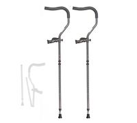 Bastone da passeggio regolabile offset per adulti, uomini e donne, stampelle ergonomiche sotto le ascelle regolabili in altezza, nero, carico 120 kg, 2 uni