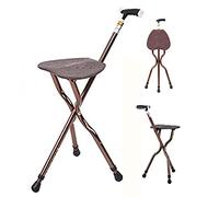 Bastone da passeggio resistente con sedile pieghevole, sgabello regolabile in alluminio, capacità 181,4 kg per uomo