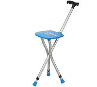 Bastone da passeggio, sedile pieghevole per anziani, treppiede, stampella spessa in lega di alluminio con illuminazione a LED integrata, sedia con stampella regolabile, bastone da passeggio a 3 gambe