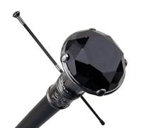 Bastone da Passeggio Splendido con Cristallo Nero - 93 cm Gentiluomo Inciso Argento, Ideale per Cosplay, Feste & Decorazione Gotica(Single section)