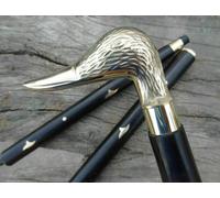Bastone da passeggio stile vintage manico testa d'anatra ottone vittoriano...