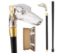 Bastone da Passeggio Testa di Levriero Grigio Dorato - Stile Britannico, Elegante e Lussuoso per La Escursionismo, Il Cosplay, L'Uso Quotidiano Regalo