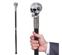 Bastone da Passeggio Uomo Elegante, Teschio Resina Color Argento | 93 cm, elegante da uomo, bastone da cosplay, pastorale, antiscivolo, impugnatura ergonomica(Silver)