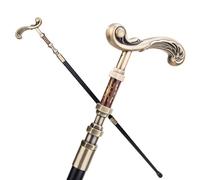 Bastone da Passeggio Vintage con Manico Curvo in Ottone - 93 cm, in Acciaio Elegante Gentiluomo, Ideale per Cosplay, Eventi Formali & Decorazione(Single section)