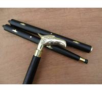 Bastone da passeggio vintage in stile vittoriano in ottone con manico a...