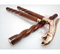 Bastone da passeggio vittoriano stile vintage ottone testa di giaguaro...