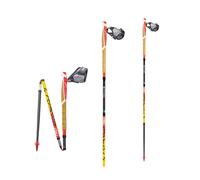 Tsl outdoor carbon 4 cork cross fire foldable 4 spoke trail poles yellow red