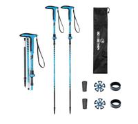 Bastone da trekking 2 in 1 con manico a forma di T, pieghevole e telescopico, 2 bastoncini da trekking ultraleggeri pieghevoli, in alluminio, per anziani e donne (110-135 cm) (blu)