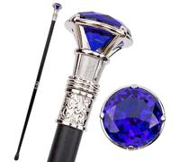 Bastone Decorativo con Testa In Metallo e Cristallo, Scettro di Moda | 35,4 pollici, 250 libbre, smontabile e facile da riporre, suola in gomma antiscivolo, ergonomico(Blue)
