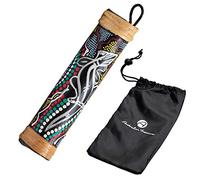 Bastone della pioggia in bambù dipinto a rilievo, 20 cm - Strumento a percussione per meditazione e relax - Bastone della pioggia in legno naturale con custodia in nylon - Tesori australiani