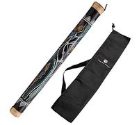 Bastone della pioggia in bambù dipinto a rilievo, 60 cm - Strumento a percussione per meditazione e relax - Bastone della pioggia in legno naturale con custodia in nylon - Tesori australiani