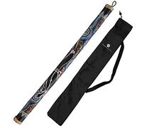 Bastone della pioggia in bambù dipinto a rilievo, 80 cm - Strumento a percussione per meditazione e relax - Bastone della pioggia in legno naturale con custodia in nylon - Tesori australiani