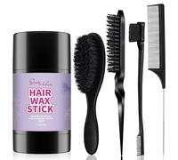 Bastone di Cera per Capelli e Spazzola Slick Back per Capelli per Lisciare i Capelli Volanti, Coda di Cavallo Elegante, Chignon, Cera Stick Capelli 60g, Stile Accessorio per Donna Bambini, Nero