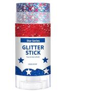 Bastone di Glitter per Viso Stick Luminoso Bianco Blu | 25° Trucco Glitter per Capelli Resistente all'Acqua per il 4 Luglio, Memorial Day, Festa, Festival, Concerti e Carnevale