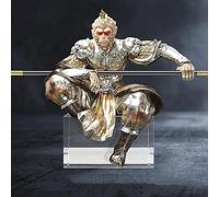 Bastone di Monkey King, Viaggio in Occidente Goku Sun Wukong Buddha Figura, Monkey King Ornamenti Scultura, Monkey King 3D Rilievo Auto Decorazione Bambole Figurine Collezionabili ( Color : Gold )