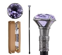 Bastone Dorato Elegante con Pietra Viola Chiara, Decorativo di Lusso per Gentiluomo, Cosplay & Eventi Formali 93cm(Silver,Double section)