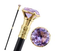 Bastone Dorato Stile Diamante Viola Chiaro, Decorativo alla Moda per Gentiluomo Elegante, Cosplay e Religioso 93cm(Gold,Single section)