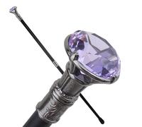 Bastone Dorato Stile Diamante Viola Chiaro, Decorativo alla Moda per Gentiluomo Elegante, Cosplay e Religioso 93cm(Silver,Double section)