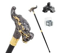 Bastone Drago Nero e Oro con Sfera Morsa, Manico Ergonometrico Antiscivolo Resistente all'usura e Portatile Unisex, Anche un Accessorio Elegante per Signori